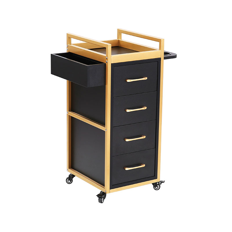 HZ2069BK / HZ2069W Cărucior pentru salon de înfrumusețare negru și auriu