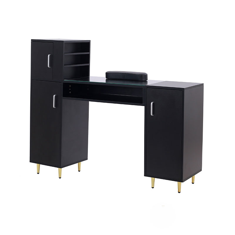 HZ2024BK / HZ2024W Masă de manichiură Birou tehnic pentru unghii cu blat din sticlă