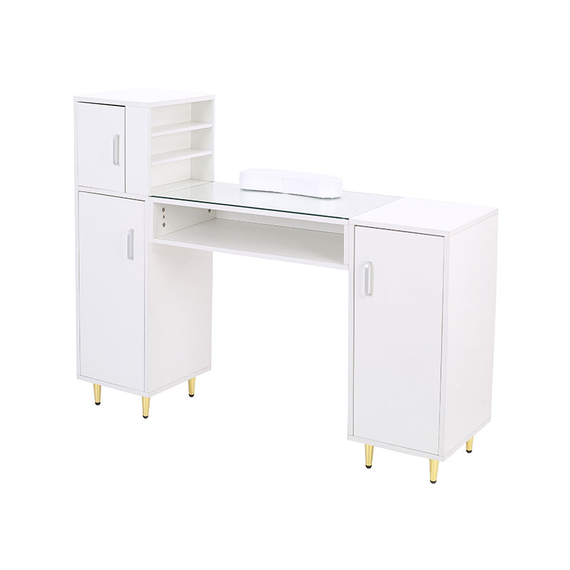 HZ2024BK / HZ2024W Masă de manichiură Birou tehnic pentru unghii cu blat din sticlă