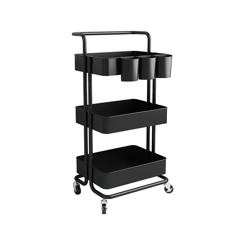 HZ2036 Cărucior de depozitare rulant cu 3 niveluri, cărucior utilitar cu cupe suplimentare suspendate