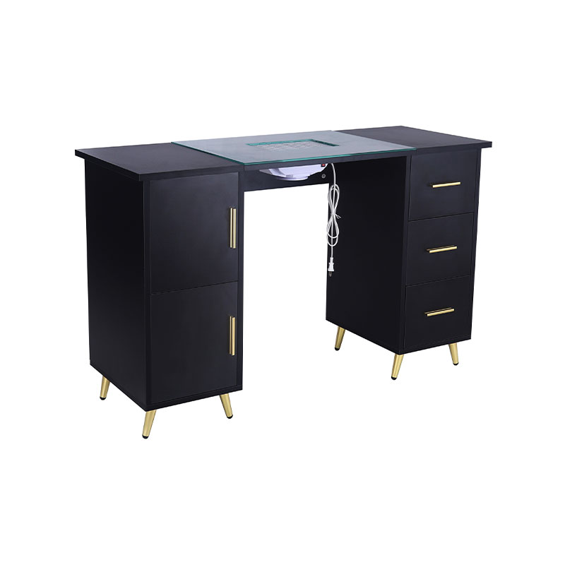 HZ2042PK / HZ2042BK Masă de manichiură Birou pentru unghii cu blat din sticlă și suport pentru încheietura mâinii