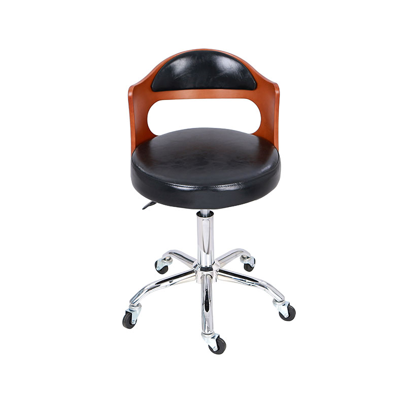 HZ8828 Scaun negru cu scaun de salon pivotant cu spate din lemn