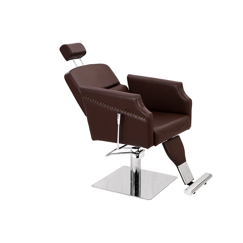 HZ87111C Scaun de frizer din piele clasic maro, scaun de salon antic