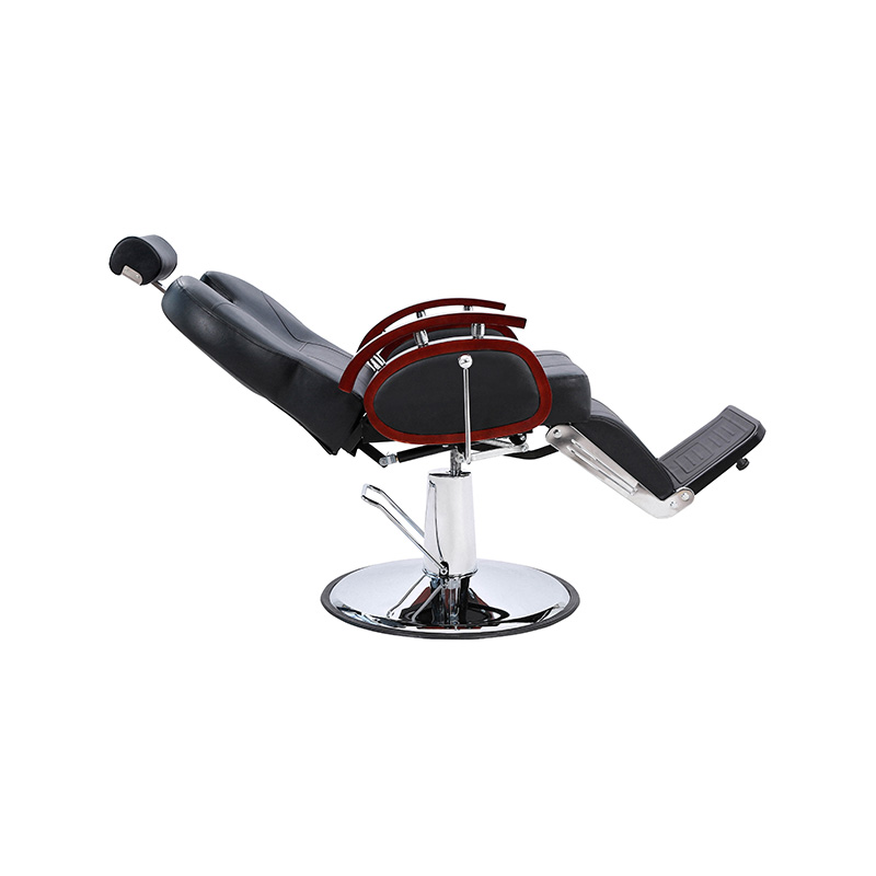 HZ8705B Scaun de frizer negru cu balustrada din lemn, inclinabil hidraulic