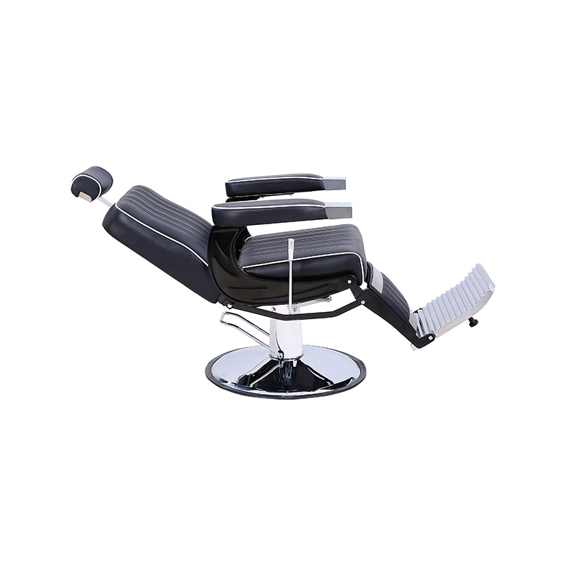 HZ8752SX Scaun de coafură cu bandă verticală cu margine rulată alb-negru