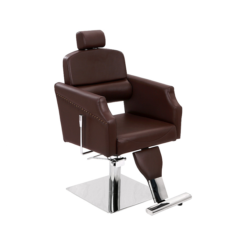 HZ87111C Scaun de frizer din piele clasic maro, scaun de salon antic