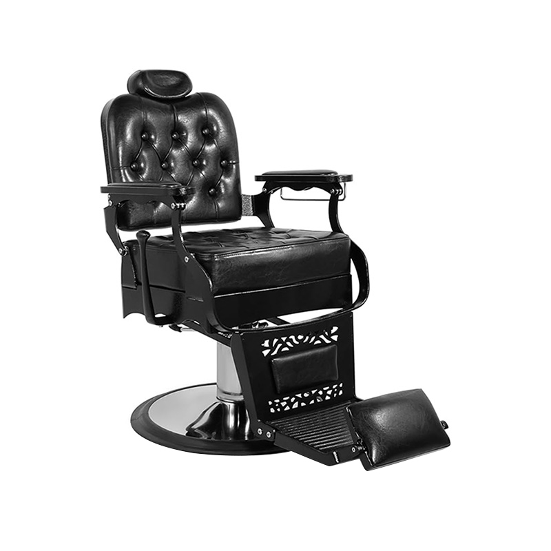 HZ8798 Scaune de coafură vintage cu cataramă pentru spătar pătrat negru